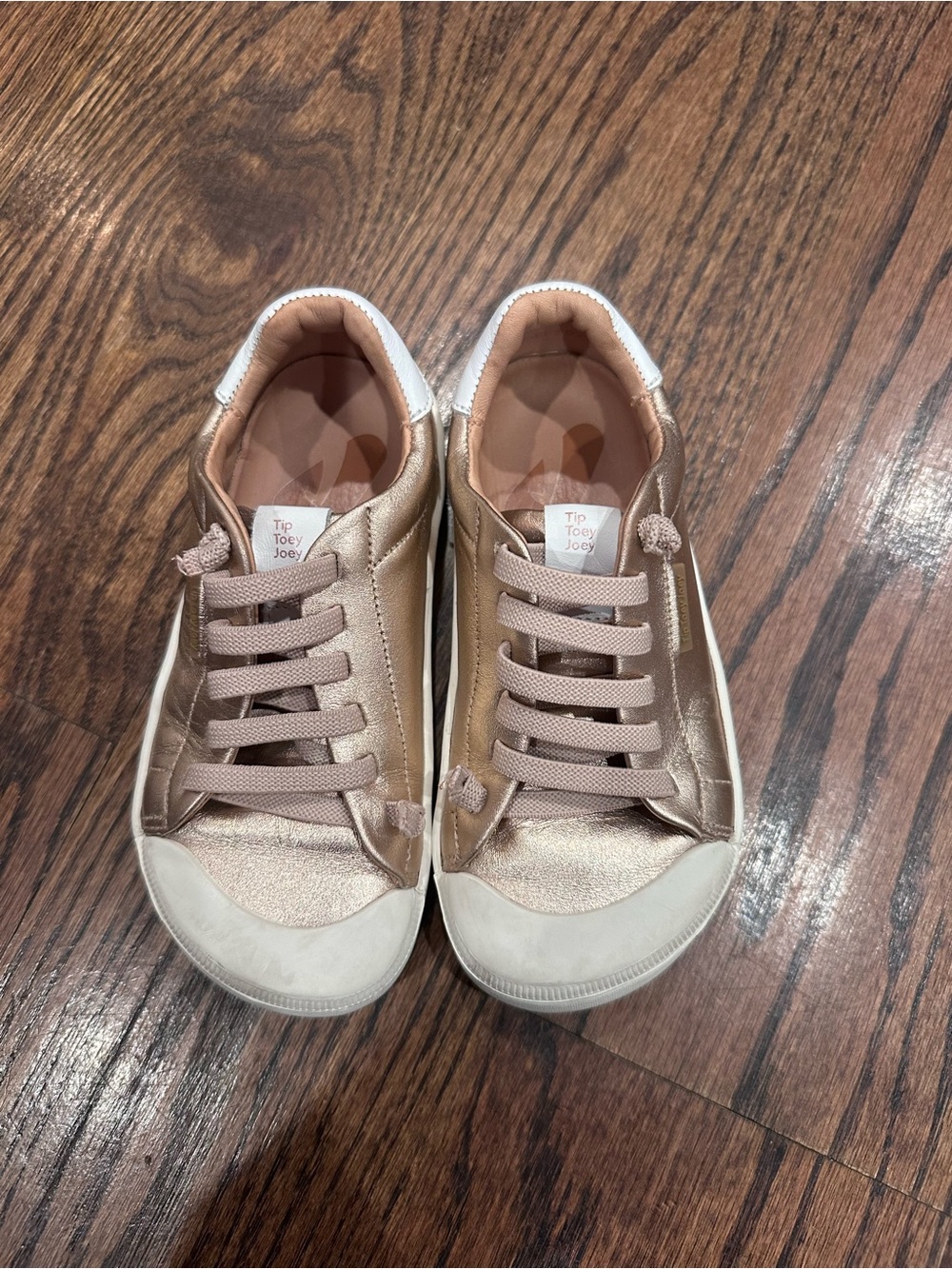 Tip Toey Joey Metallic Rose Gold Low-Top Sneakers with White Toe
